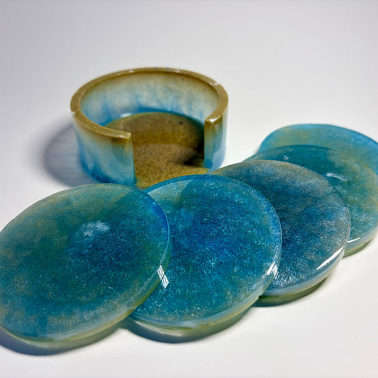 Coastal Horizon Resin Coaster Set