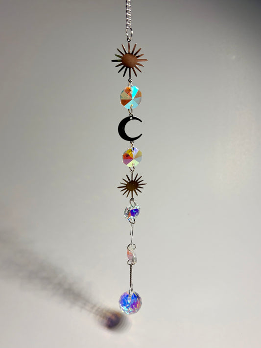 Suns and Moons Fan Crystal Suncatcher Hanger