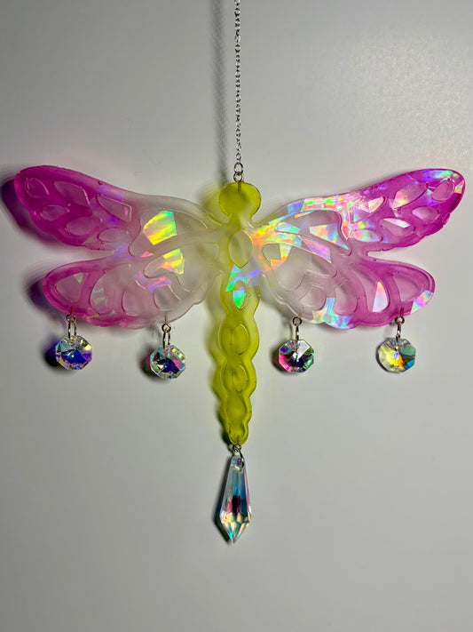 Pink Lemonade Handmade Dragonfly Resin Suncatchers