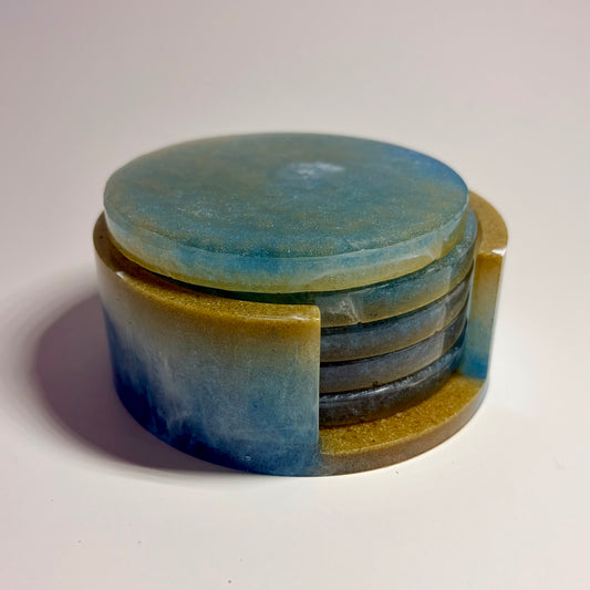 Coastal Horizon Resin Coaster Set
