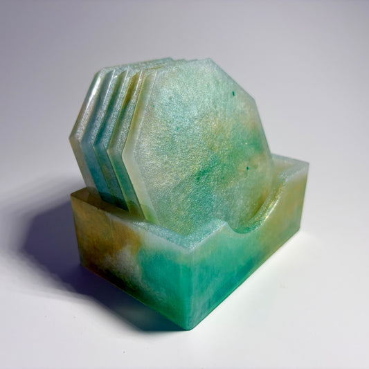 Sea Glass Resin Coaster Set