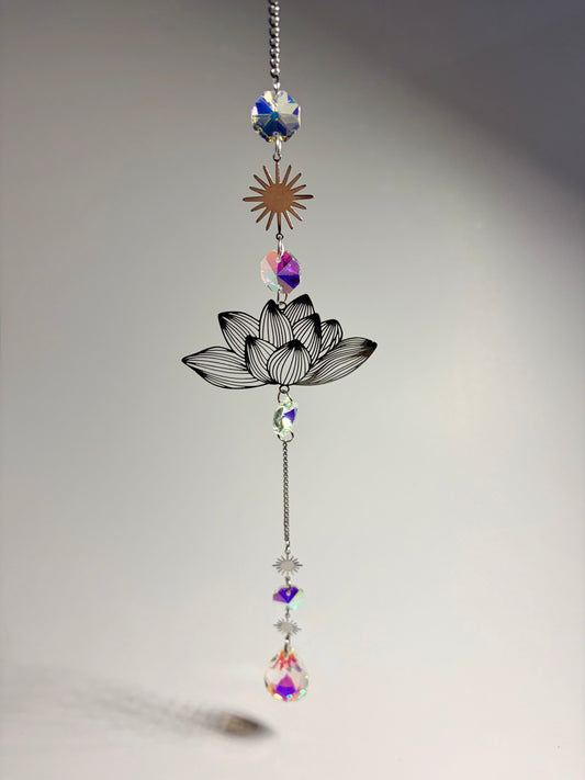 Lotus Flower Crystal Suncatcher Hanger