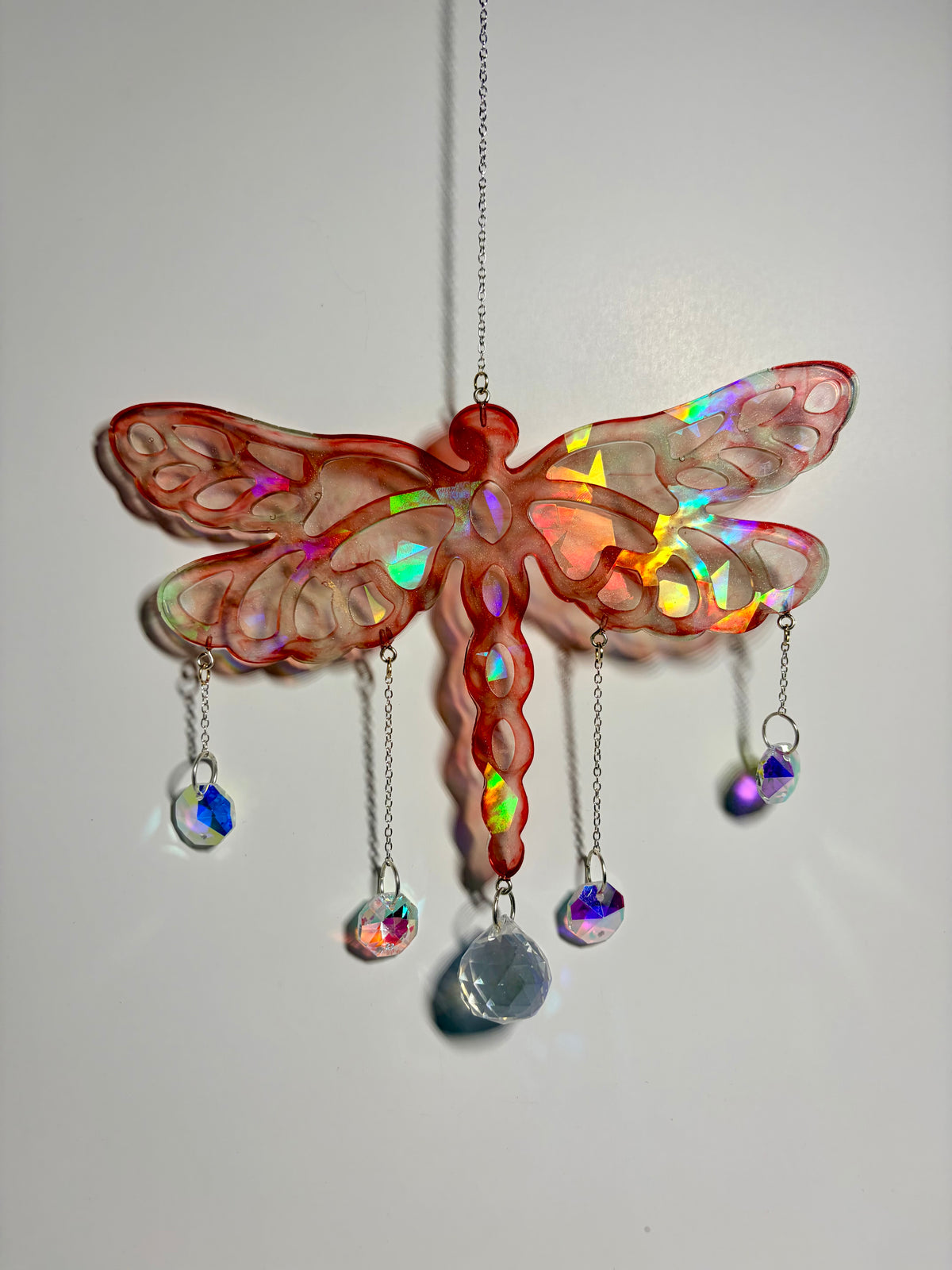 Red Handmade Dragonfly Resin Suncatchers