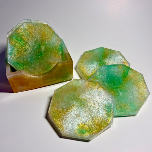 Sea Glass Resin Coaster Set
