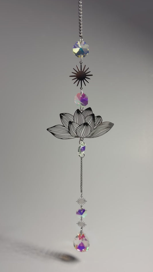 Lotus Flower Crystal Suncatcher Hanger