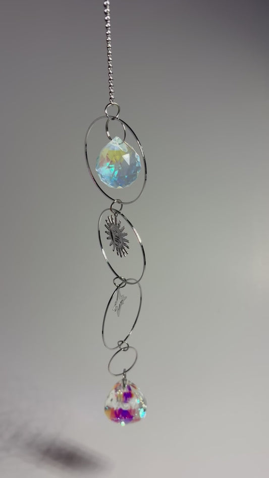 Star and Sun Fan Crystal Suncatcher Hanger