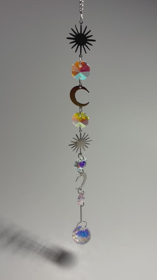 Suns and Moons Fan Crystal Suncatcher Hanger